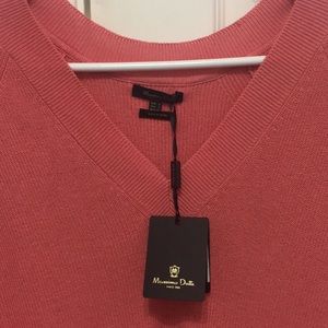 Salmon/Pink V Neck Knit Sweater